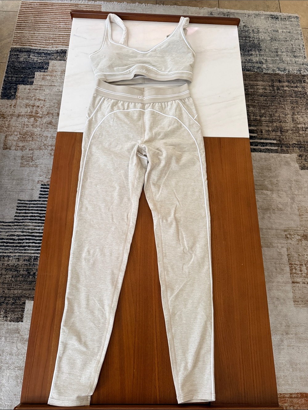 Set Alosoft High-Waist Heart and bra - Oatmeal Heather/White